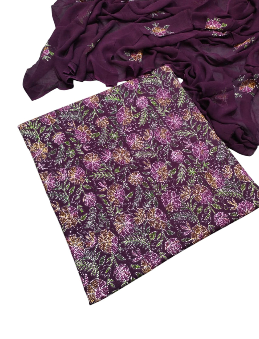 Dark purple colour Kacha indian work collection shirt full jaal shirt dupata & trouser