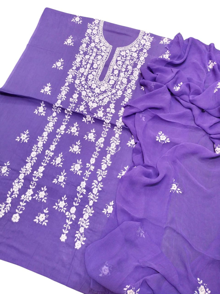 Lavender  colour Lawn paka shesha jal work collection shirt dupata & trouser (3pc)