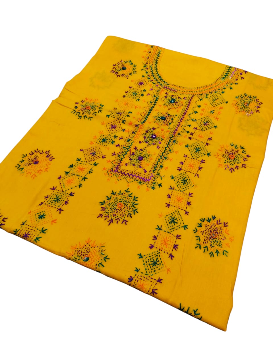 Mustard yellow colour Afghani work collection 1pc shirt