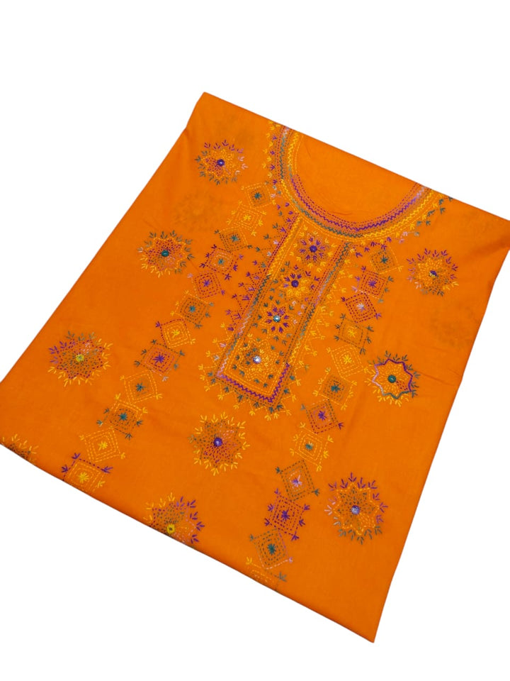 Vibrant orange colour Afghani work collection 1pc shirt