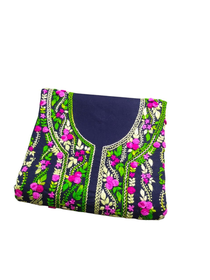Dark blue colour Handmade pka gulab tanka work collection with tye n dye dupata 3pc