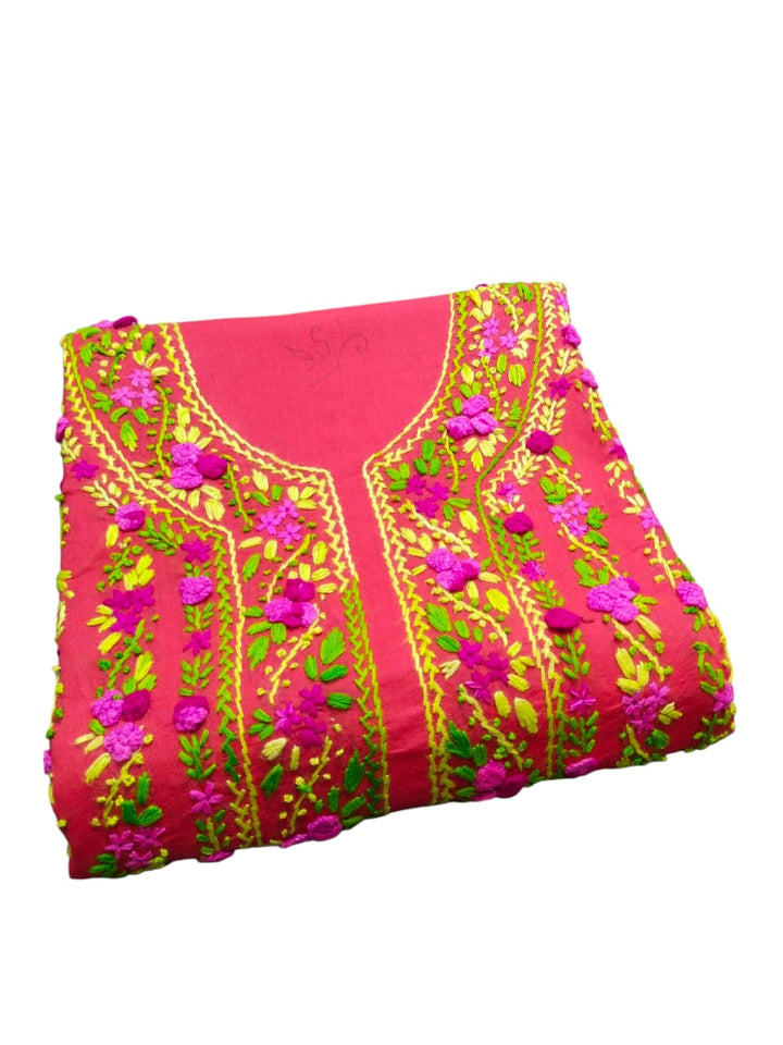 Pink colour Handmade pka gulab tanka work collection with tye n dye dupata 3pc
